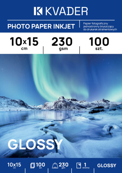 PAPIER FOTO 10×15 DO ZDJĘĆ A6 POŁYSK 230g 100 szt do drukarki atramentowej