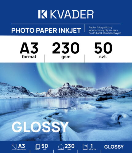 A3 PAPIER FOTOGRAFICZNY 30x42cm POŁYSK 230g do drukarki atramentowej 50 szt